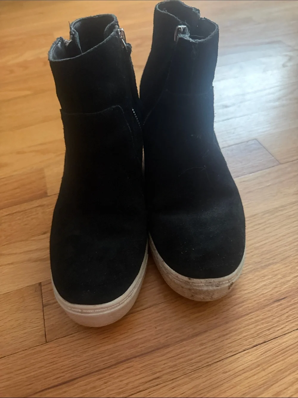 Steve Madden Black Suede Platform Ankle Sneakers with Side Zipper